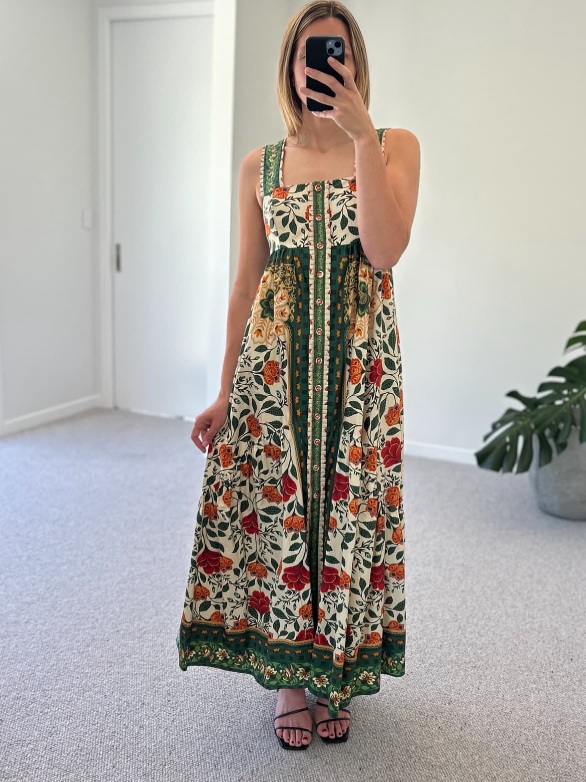 Garden Tapestry Sand Maxi Dress