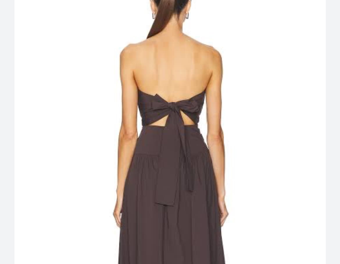 Strapless tie-back crinkled cotton-blend maxi dress